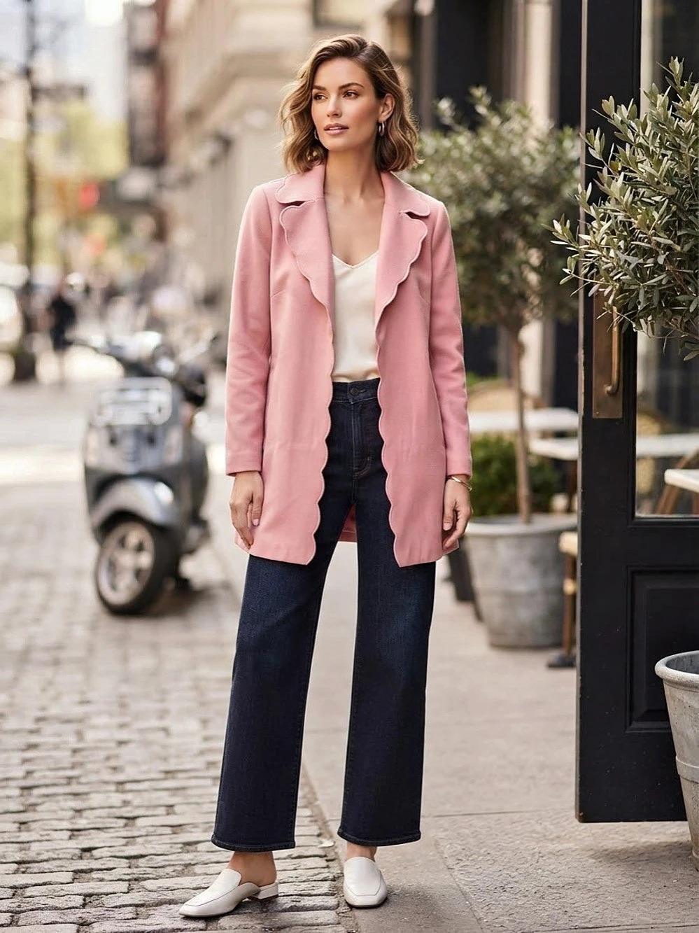 Mazik Pink Ruffle Edge Blazer Like